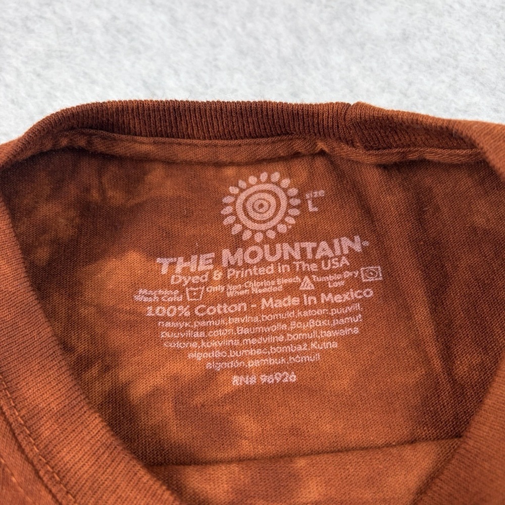 The Mountain T Shirt Mens Large Orange Tie Dye Graphic Lion Animal Nature Cotton - Picture 2 of 5